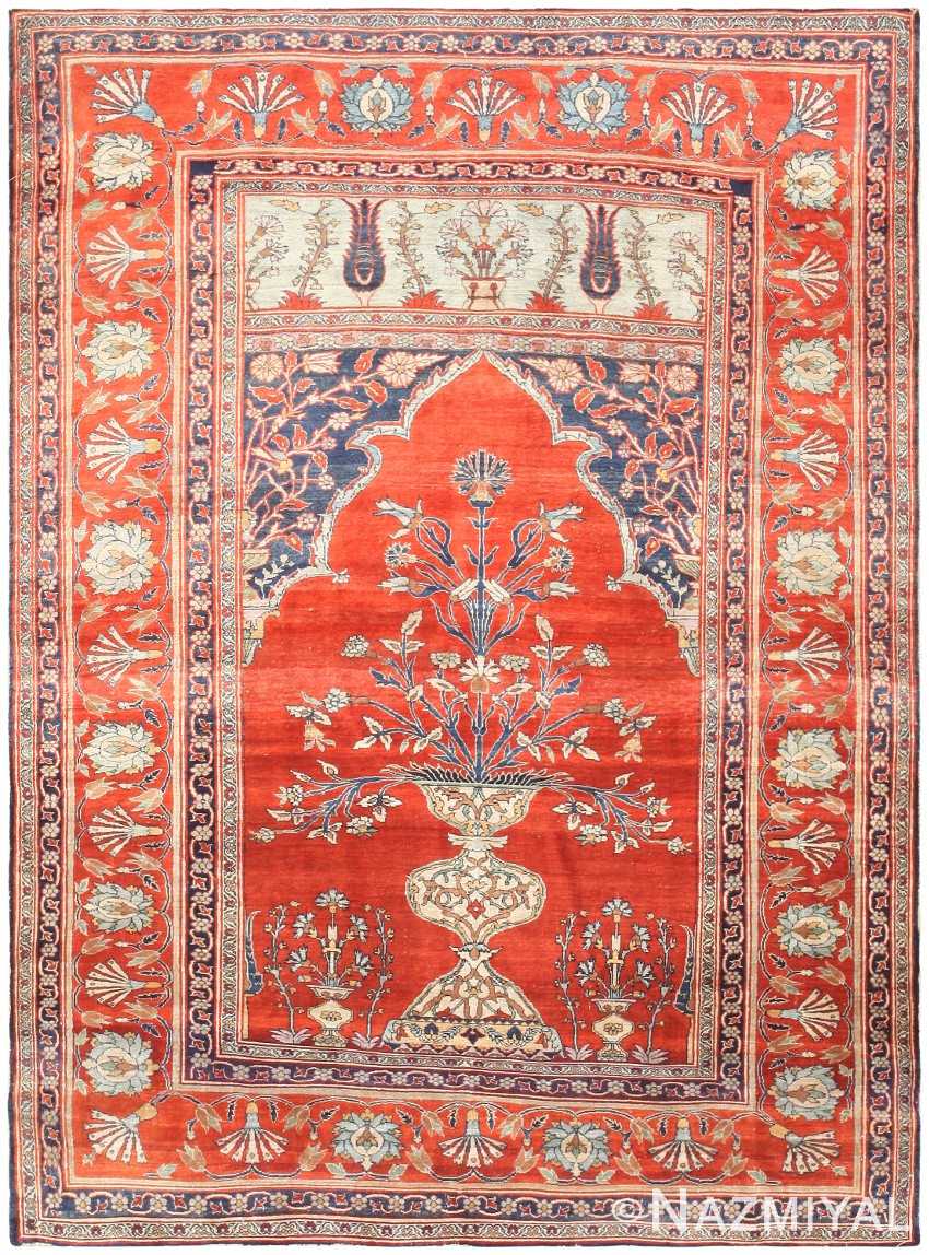 Antique Persian Silk Tabriz Prayer Rug By Nazmiyal