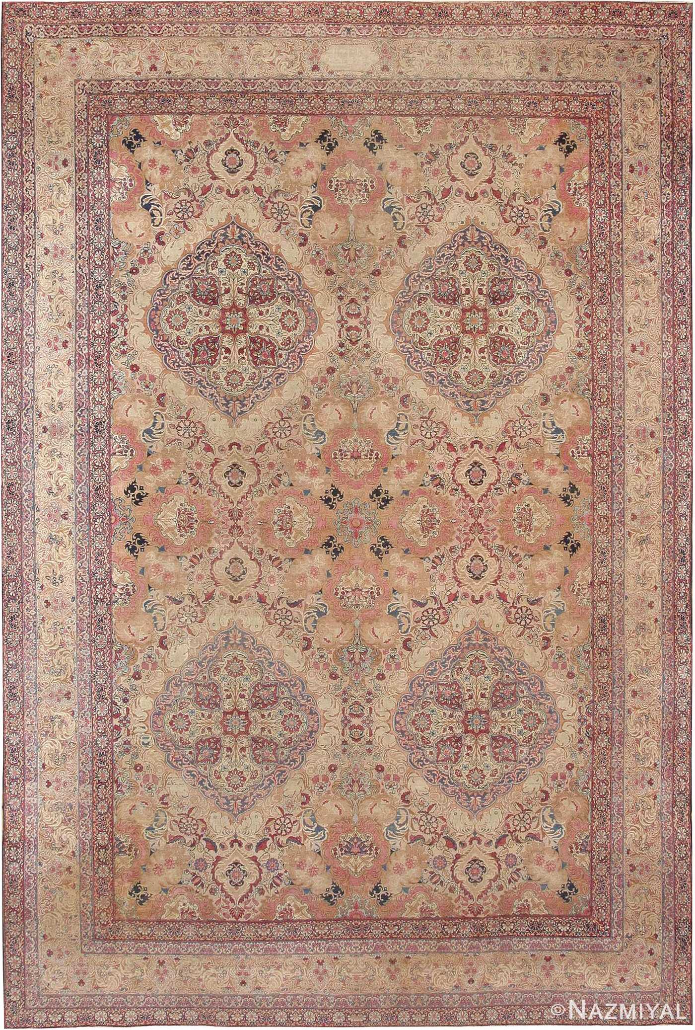 Fine Floral Room Size Antique Persian Kerman Area Rug #42487 by Nazmiyal Antique Rugs