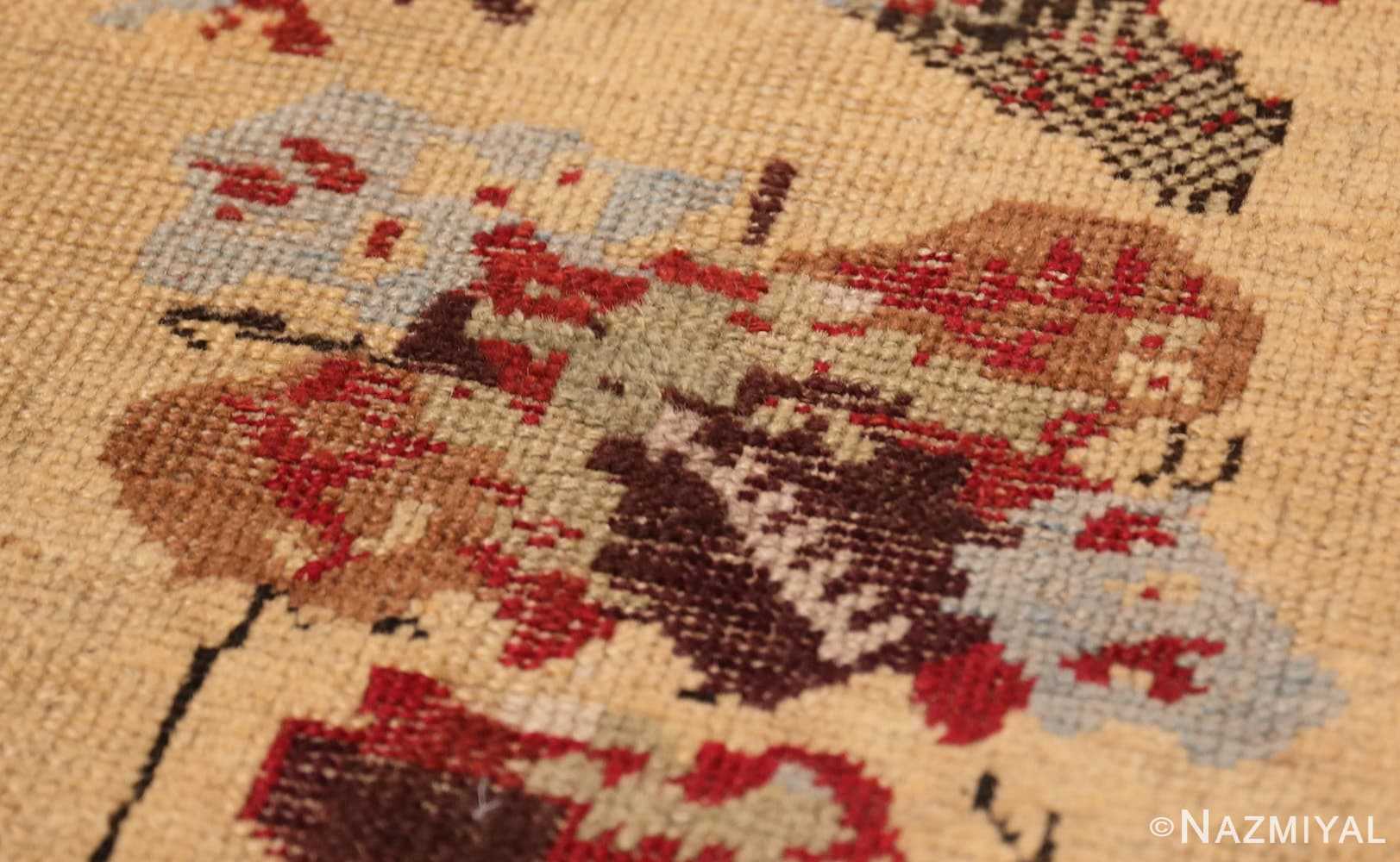 Close-up Small Tribal Gold Antique Turkish Ghiordes rug 40843 by Nazmiyal