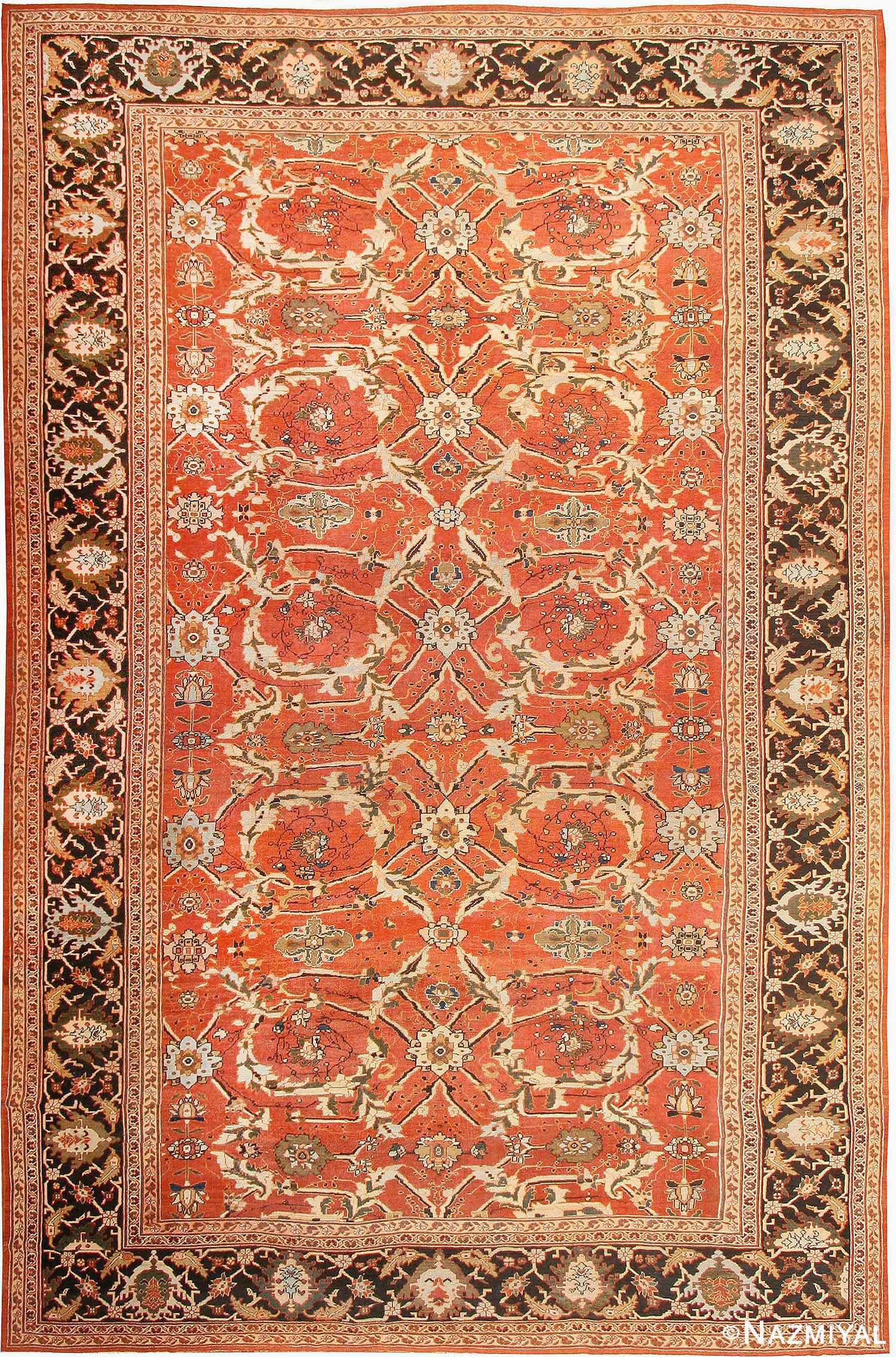 Large Oversized Antique Rust Color Persian Sultanabad Area Rug 42746 by Nazmiyal Antique Rugs