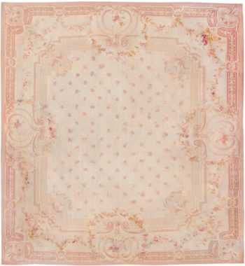 large antique square size french aubusson carpet 8515 Nazmiyal