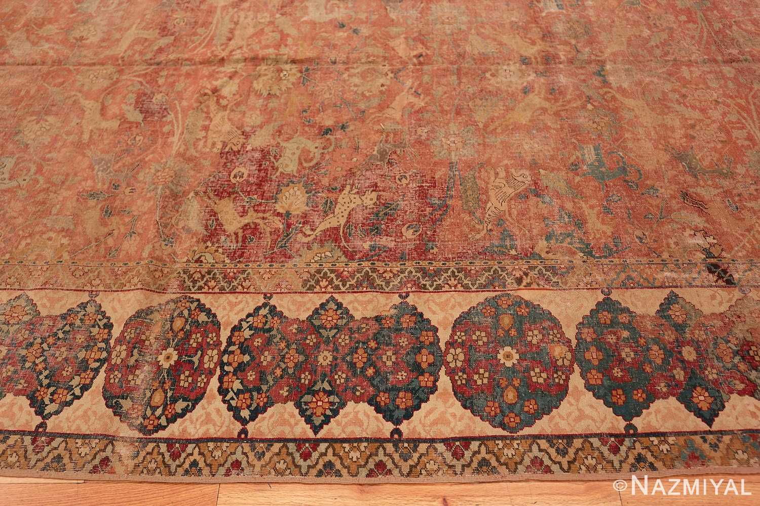 Border Antique gallery size 17th Century Isfahan Persian rug 3338 by Nazmiyal