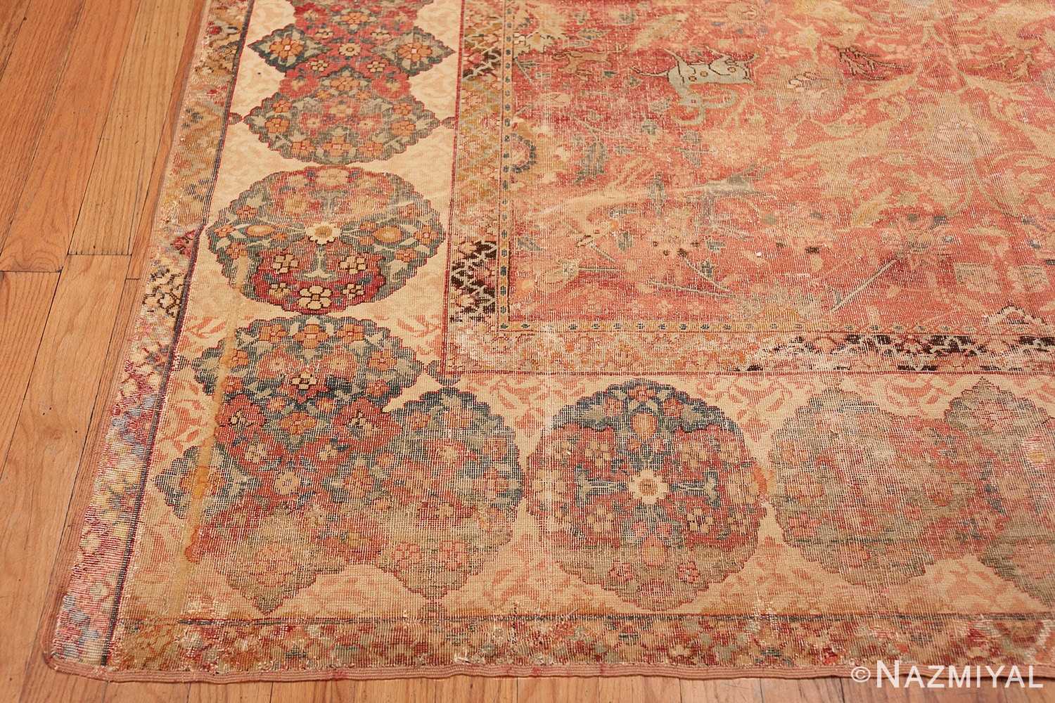 Corner Antique gallery size 17th Century Isfahan Persian rug 3338 by Nazmiyal