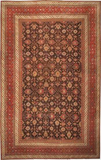 Brown Antique Oriental Oversized Indian Agra Area Rug 41340 by Nazmiyal Antique Rugs