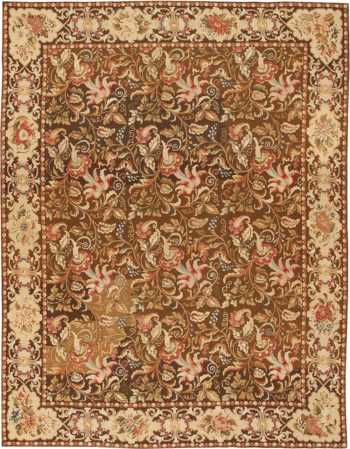 Floral Antique English Needlepoint Rug #3000 by Nazmiyal Antique Rugs