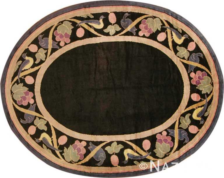 vintage art deco french oval rug 1920 Nazmiyal
