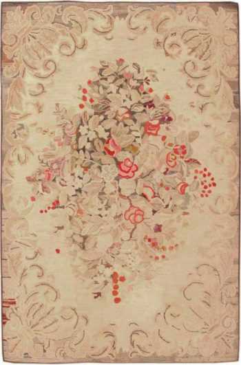 Floral Antique American Hooked Rug #1927 by Nazmiyal Antique Rugs