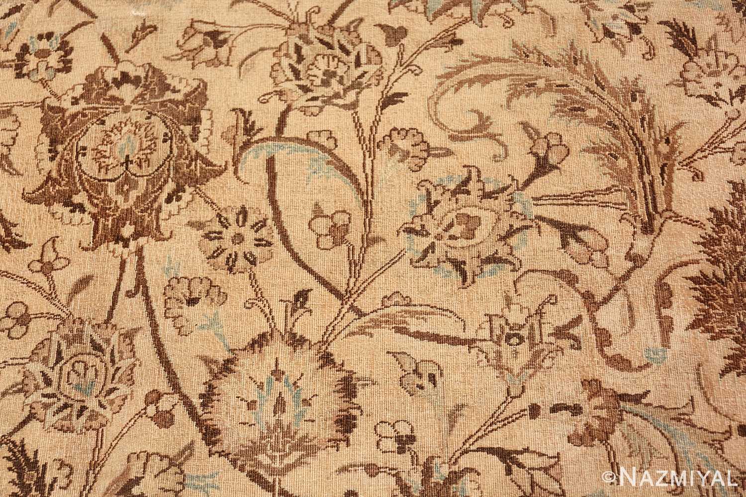 Antique Oversized Ivory and brown Persian Khorassan Rug 41975 Floral Scrolls Nazmiyal