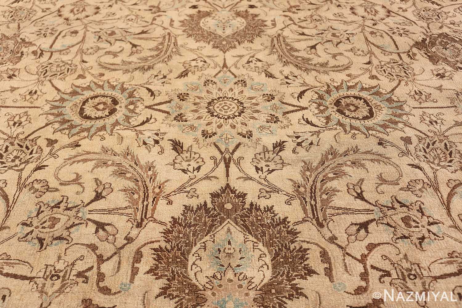 Antique Oversized Ivory and brown Persian Khorassan Rug 41975 Pattern Scrolls Nazmiyal