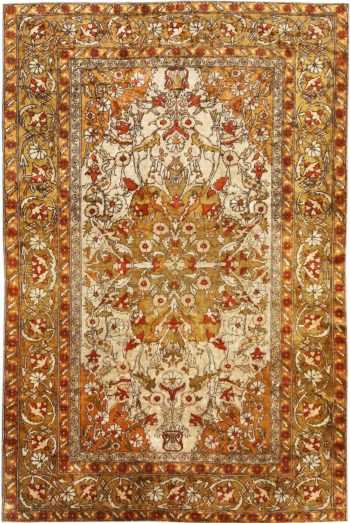 Small Scatter Size Antique Turkish Silk Rug #1188 by Nazmiyal Antique Rugs