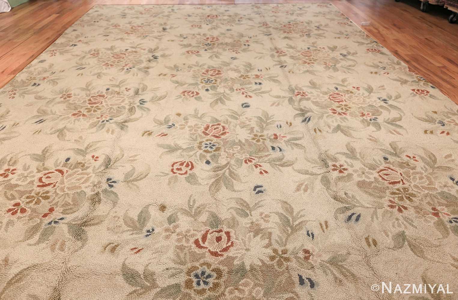 Large Floral Antique Hooked American Rug 2275 Nazmiyal Antique Rugs