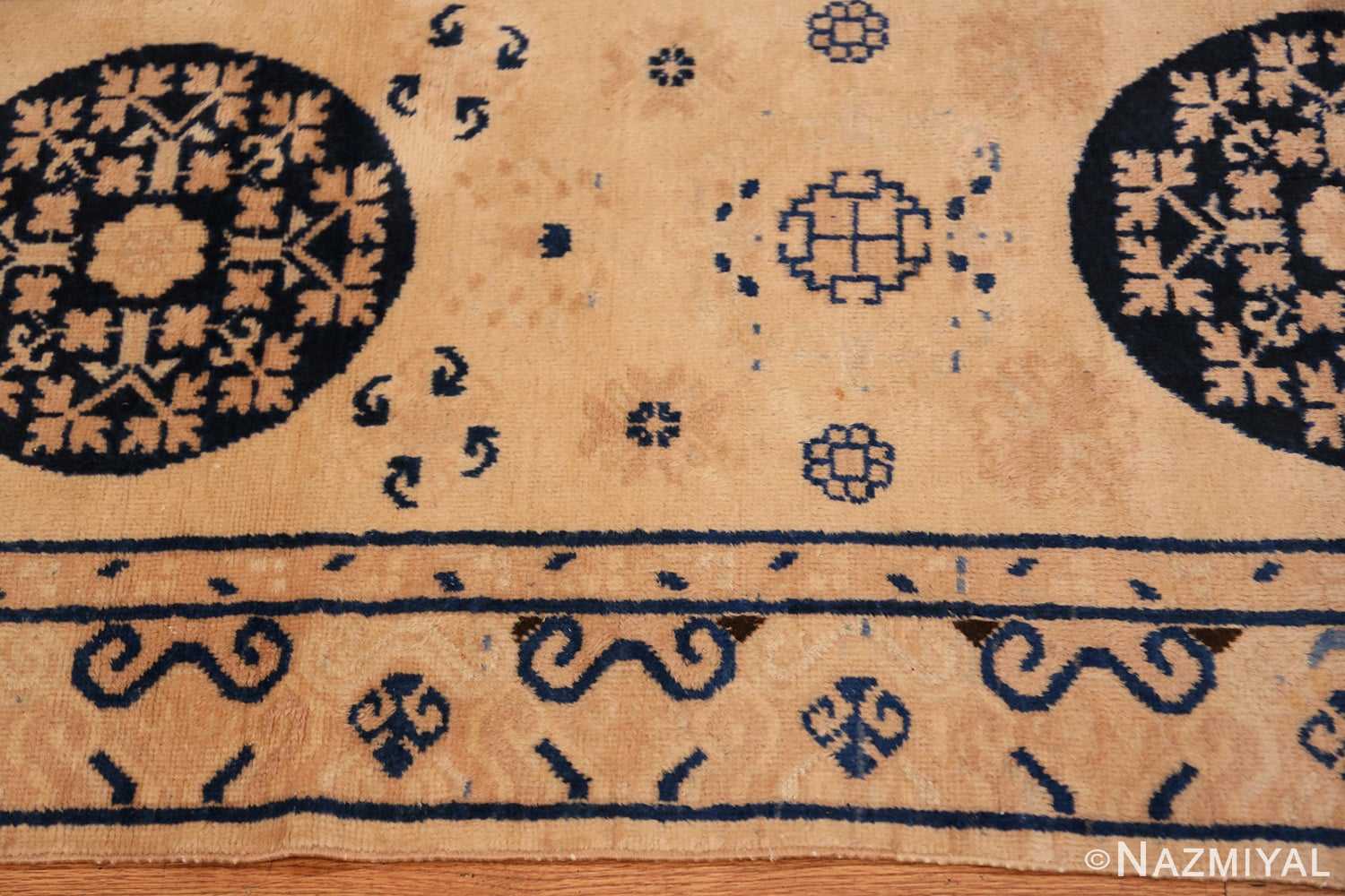 Border Decorative Ivory and Blue Antique Khotan runner rug 42193 by Nazmiyal