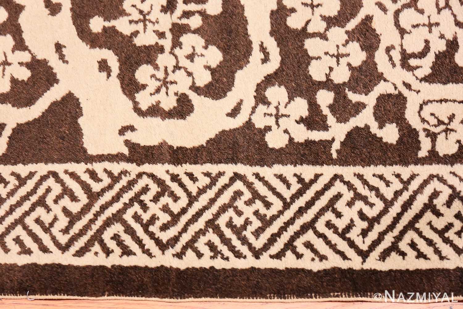 Border Small Brown Antique Peking Chinese carpet 1620 by Nazmiyal