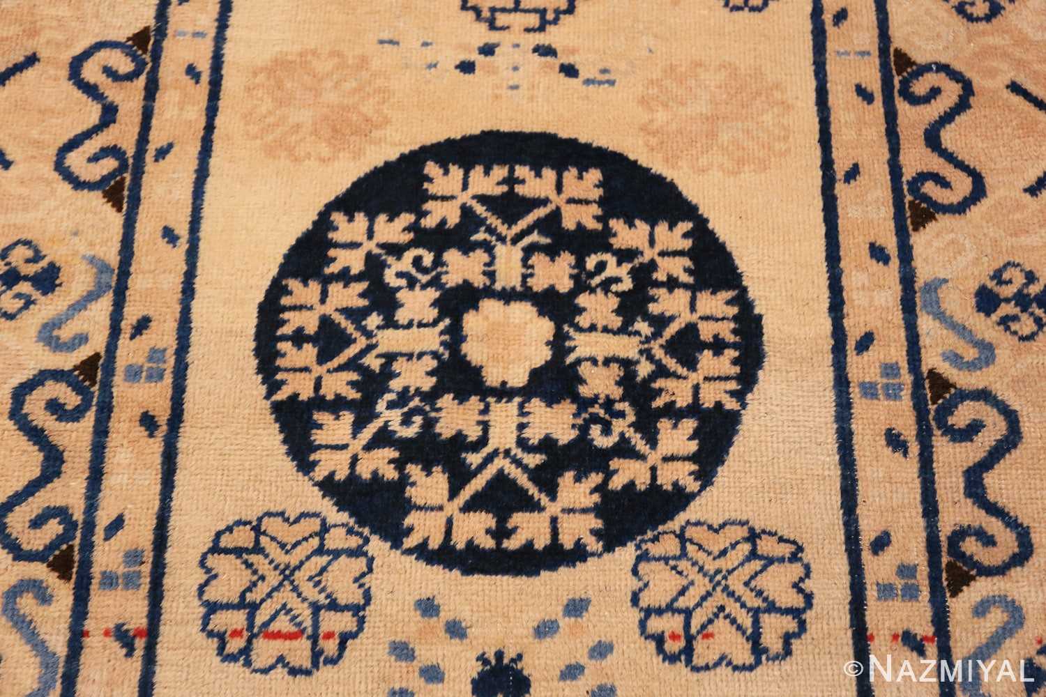 Center Decorative Ivory and Blue Antique Khotan runner rug 42193 by Nazmiyal