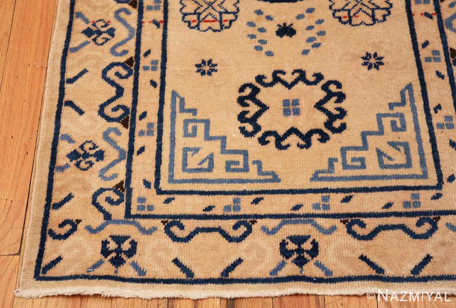 Corner Decorative Ivory and Blue Antique Khotan runner rug 42193 by Nazmiyal
