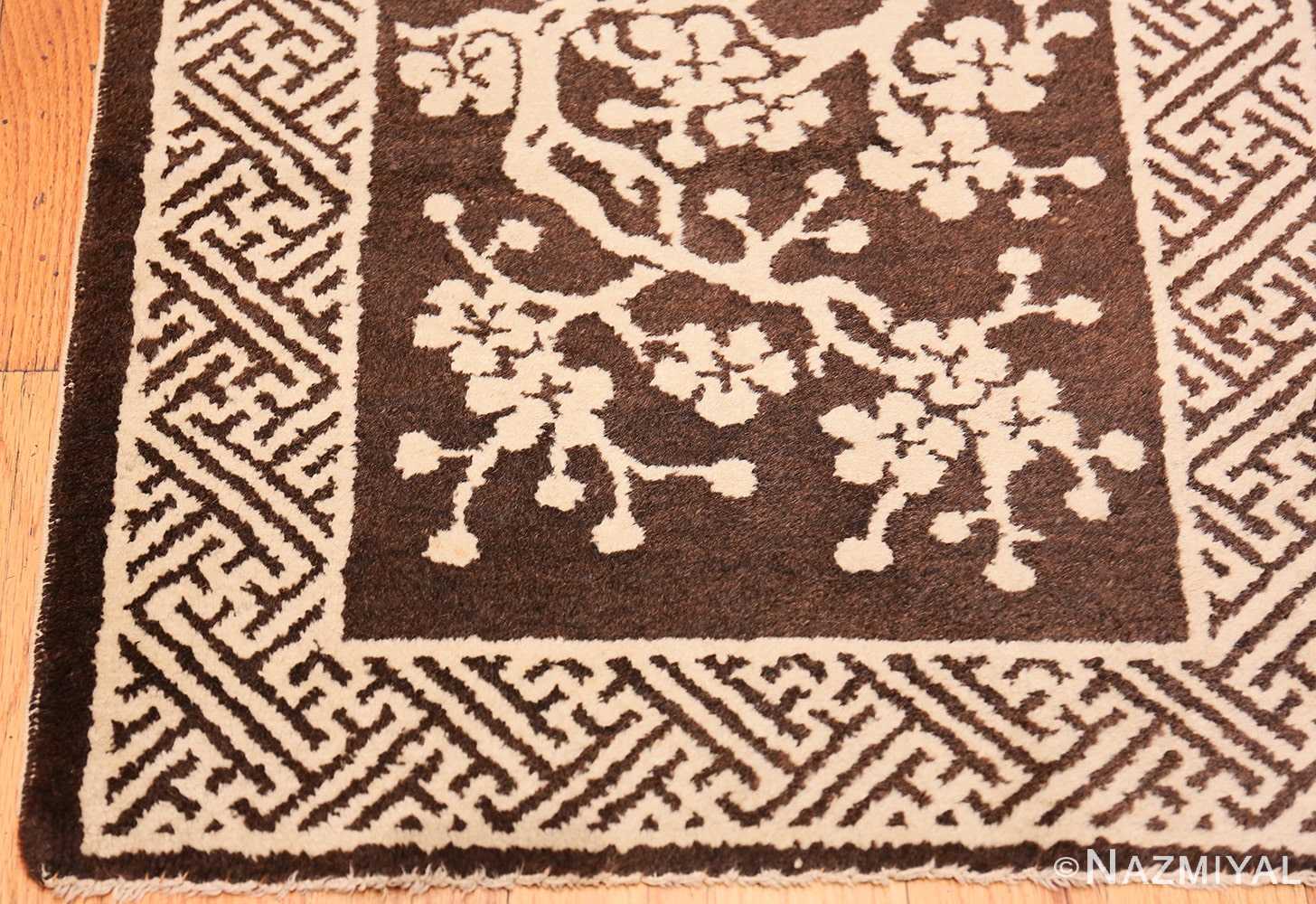 Corner Small Brown Antique Peking Chinese carpet 1620 by Nazmiyal
