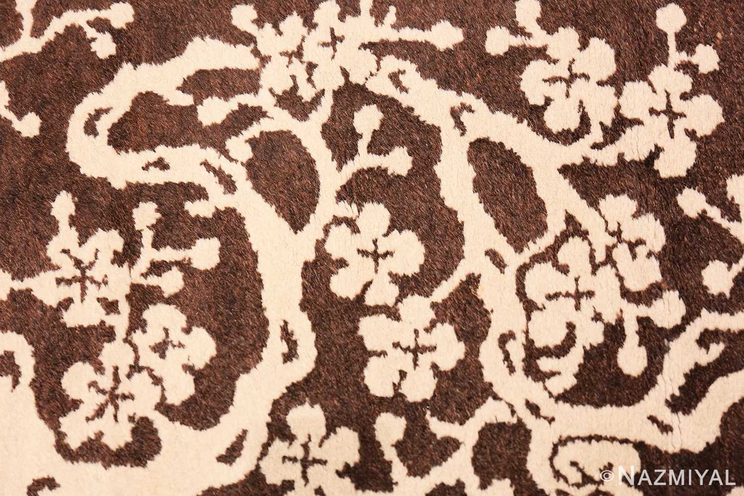 Detail Small Brown Antique Peking Chinese carpet 1620 by Nazmiyal