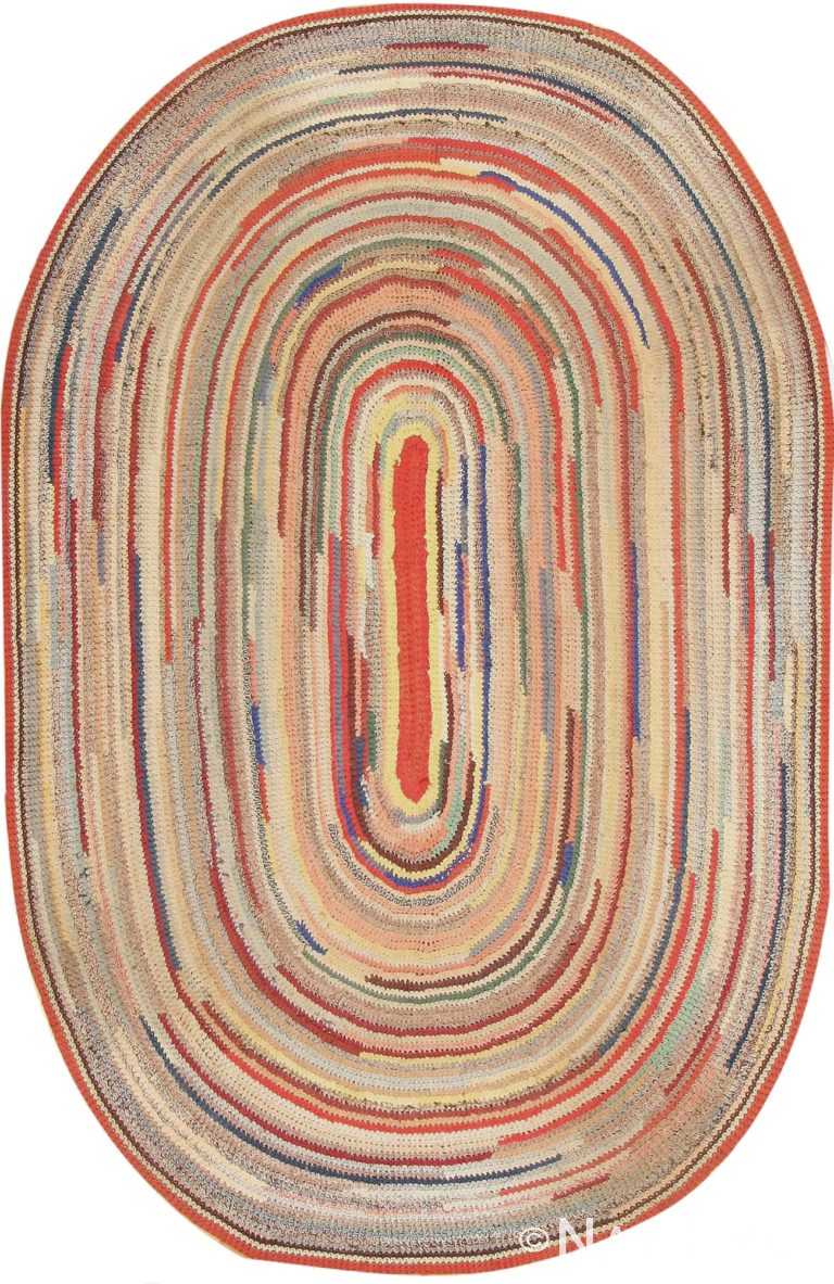 Beautiful Early American Braided Oval Rug #1271 by Nazmiyal Antique Rugs