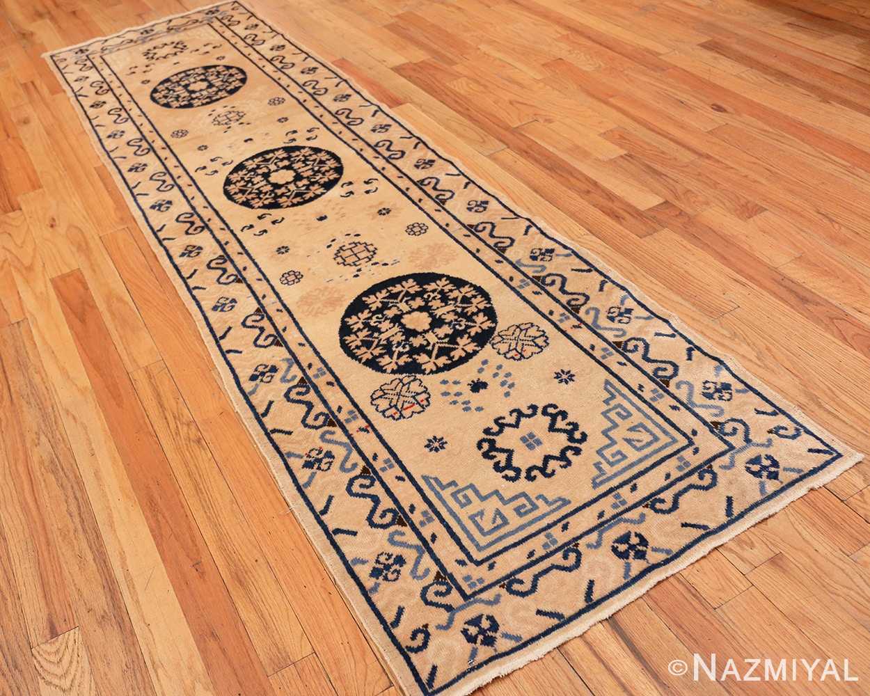 Full Decorative Ivory and Blue Antique Khotan runner rug 42193 by Nazmiyal