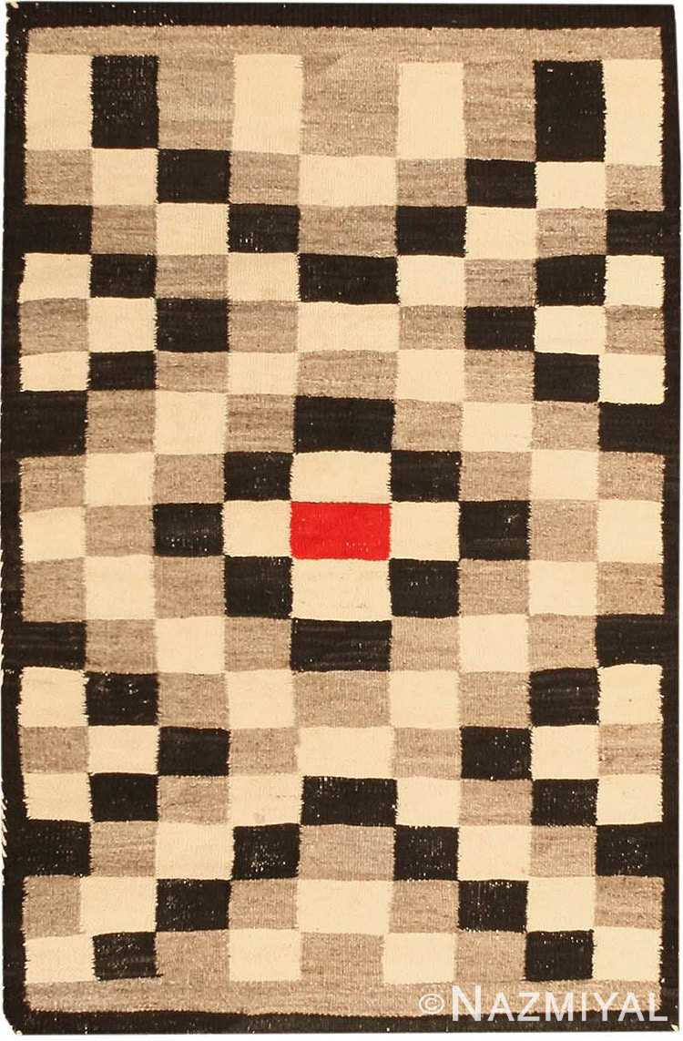 Antique American Navajo Rug With Black and White Squares #2452 by Nazmiyal Antique Rugs