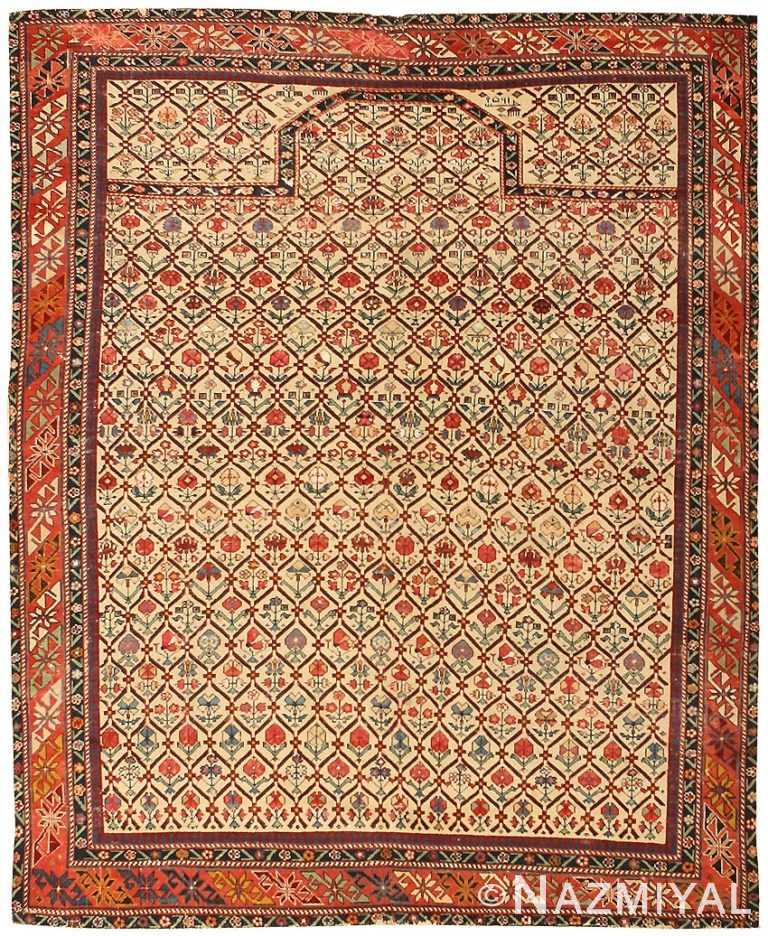Antique Silk and Wool Dagestan Prayer Rug #43907 by Nazmiyal Antique Rugs