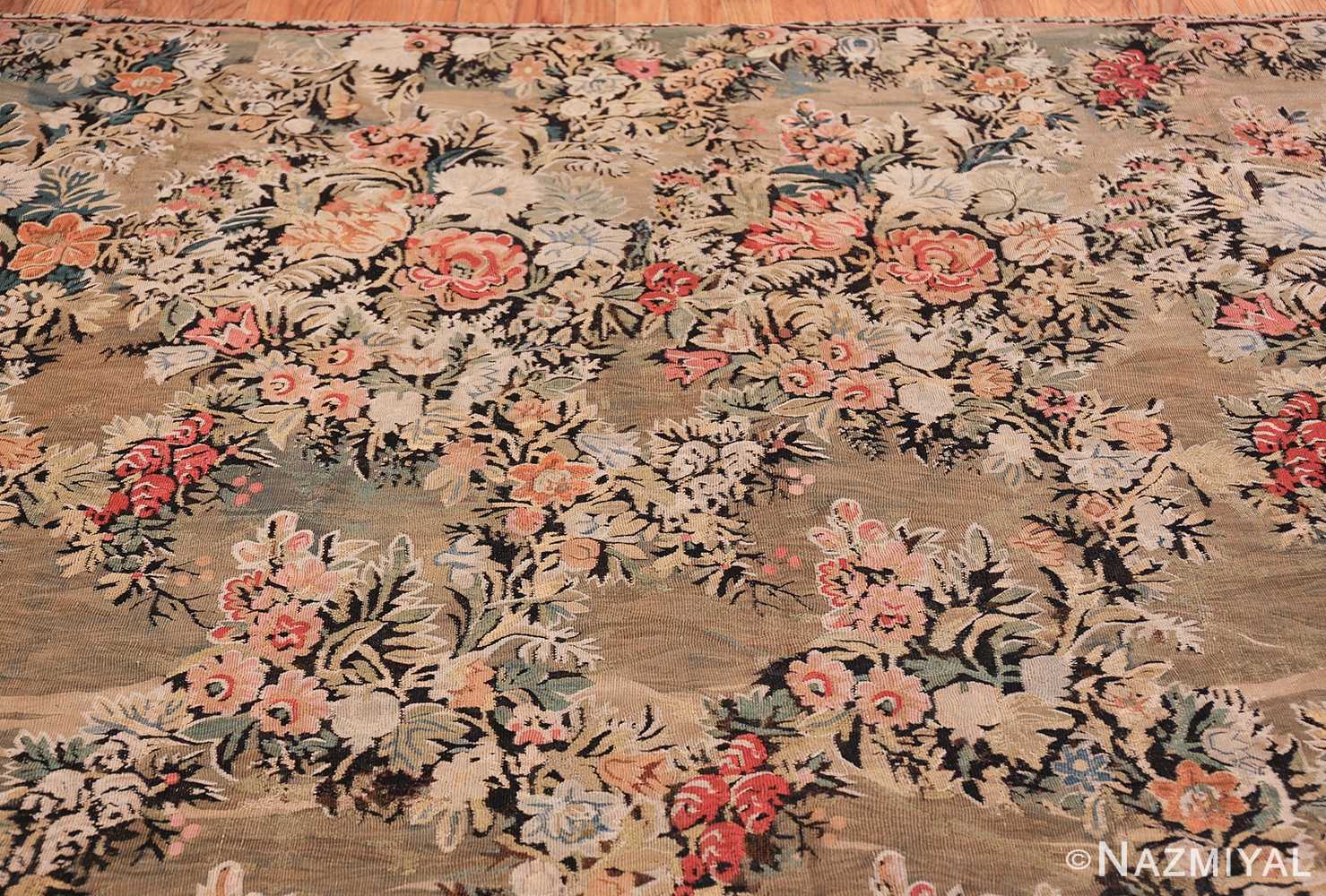 green floral romanian antique bessarabian kilim rug 43433 top Nazmiyal