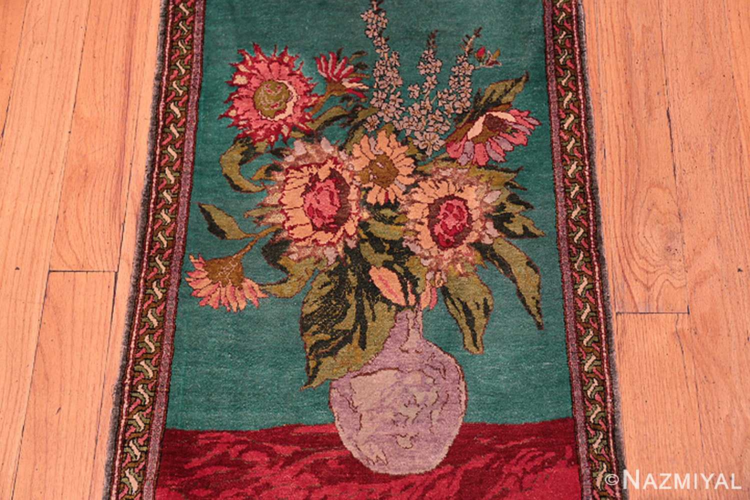 Field Antique Silk Tabriz Persian rug 43388 by Nazmiyal