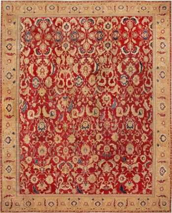Large Red Antique Indian Agra Area Rug #44602 by Nazmiyal Antique Rugs