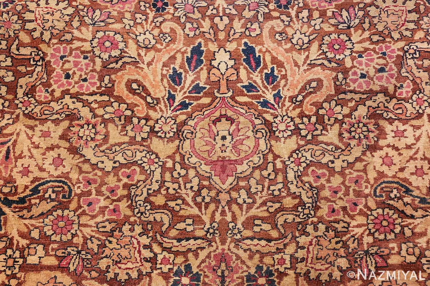 antique light brown background kerman persia rug 44491 heart Nazmiyal