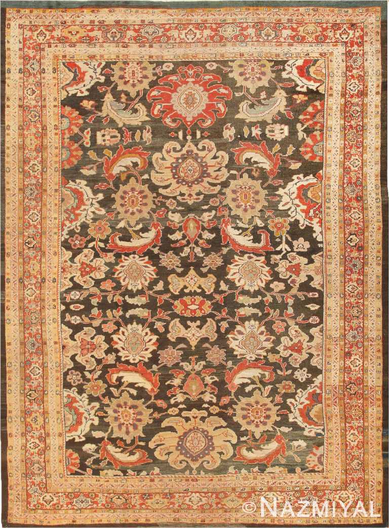 Black Room Size Antique Persian Sultanabad Rug 41755 by nazmiyal