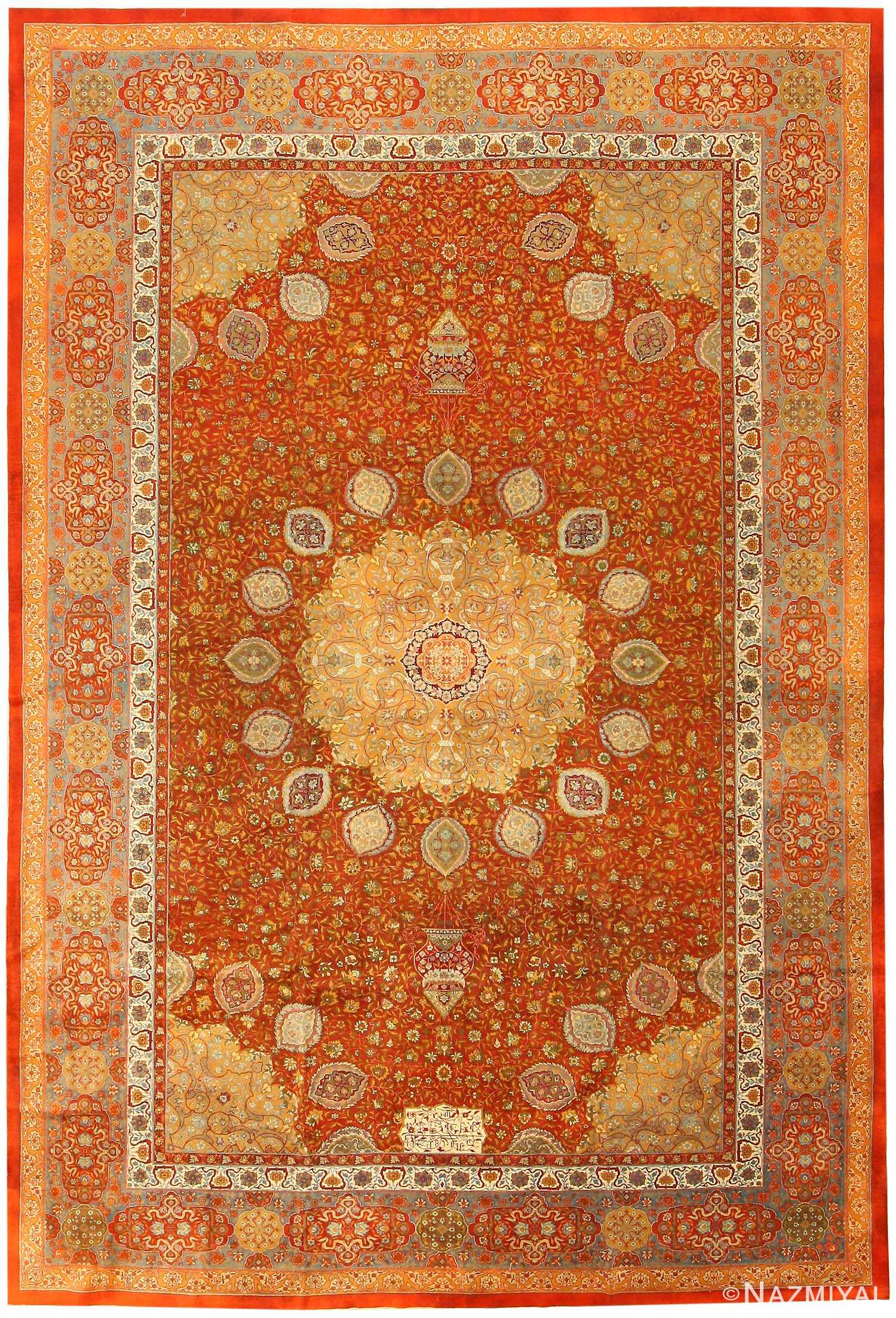 Antique Ardabil Design Indian Amritsar Carpet 42157 Nazmiyal Antique Rugs