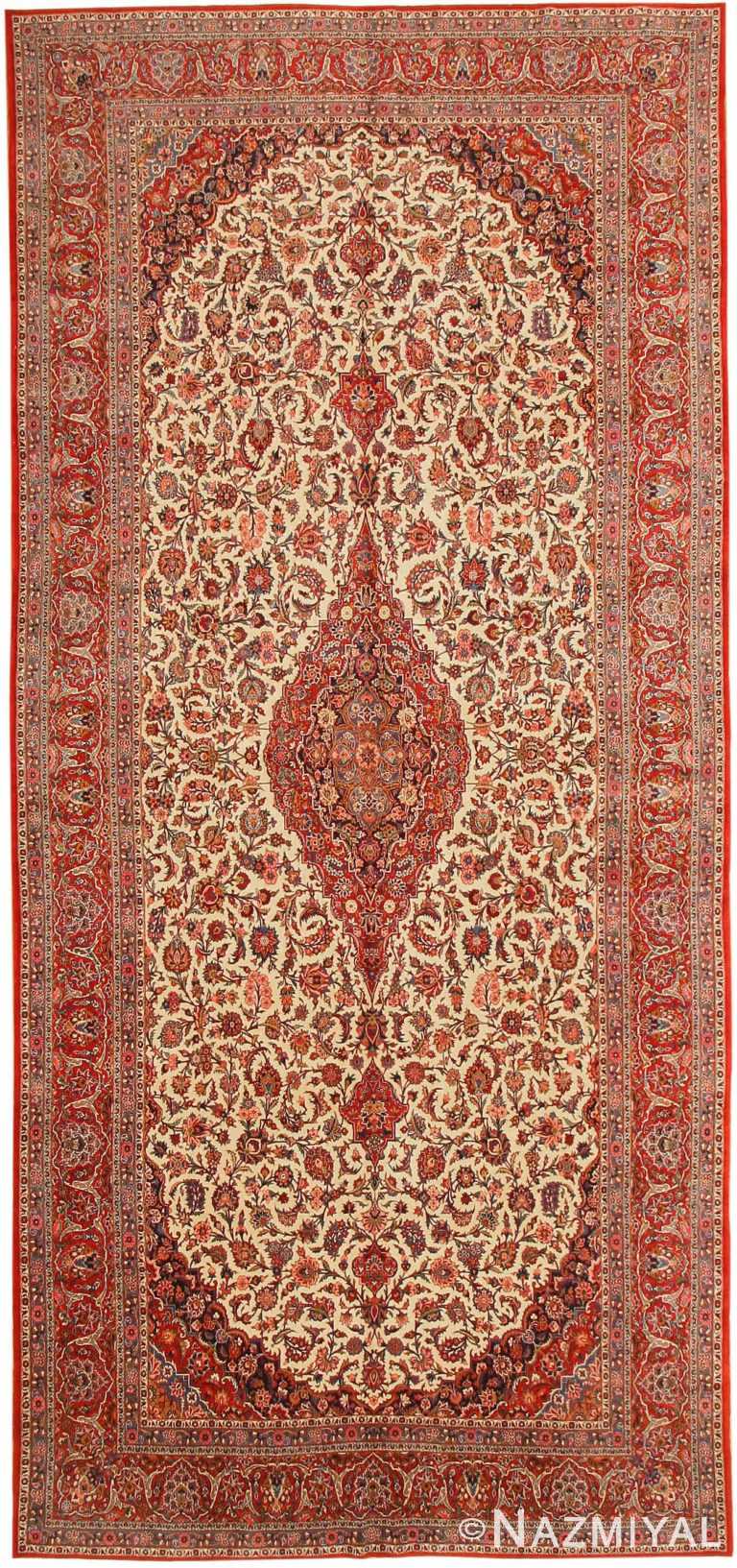 Large Gallery Size Antique Kashan Persian Rug #43580 by Nazmiyal Antique Rugs