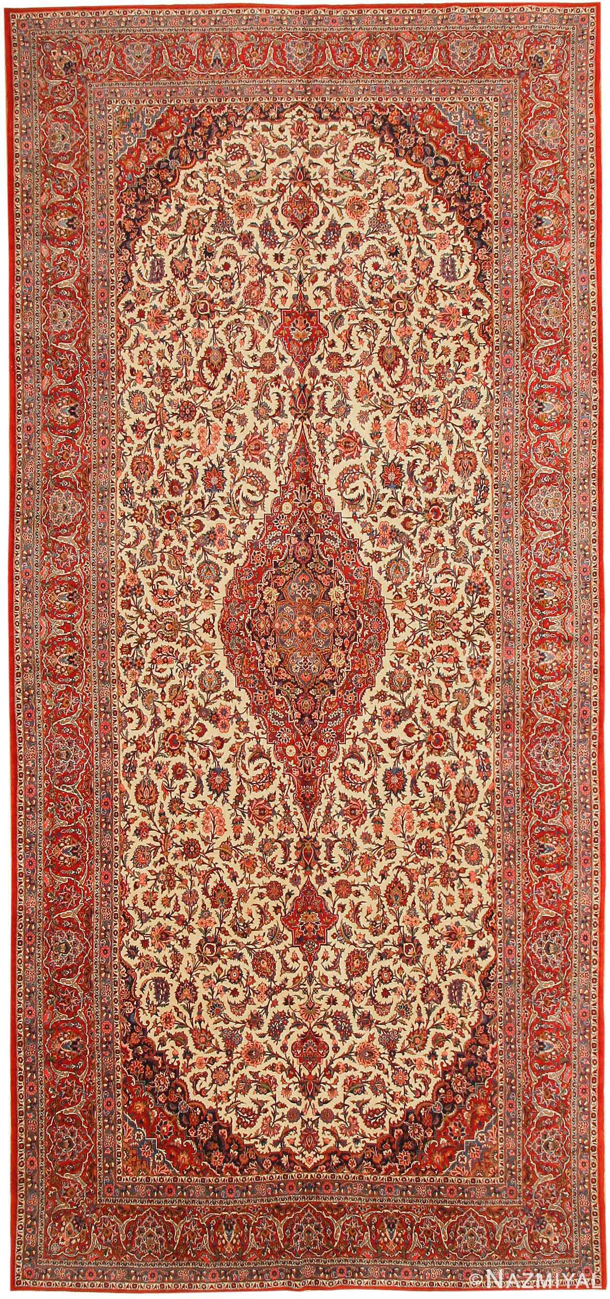 Large Gallery Size Antique Kashan Persian Rug 43580 Nazmiyal