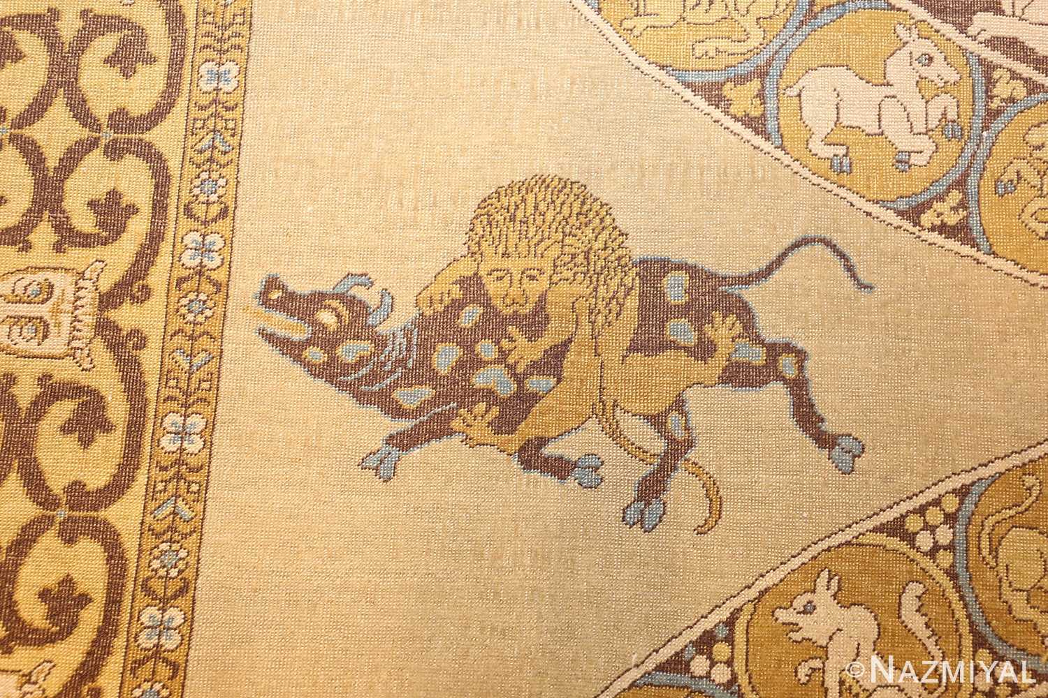 antique turkish tuduc rug 45077 lion Nazmiyal