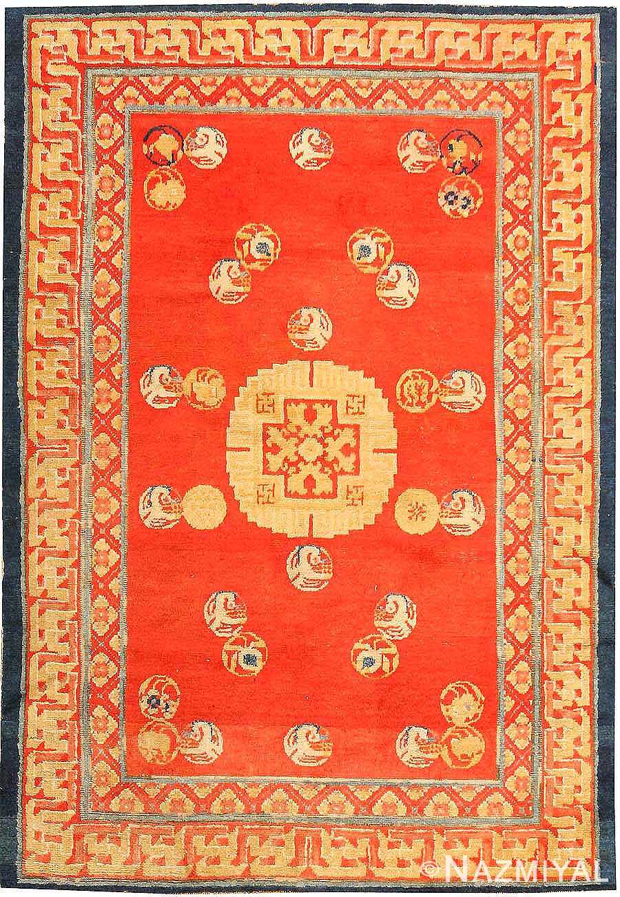 Red Color Background Ningxhia Antique Chinese Rug 43024 