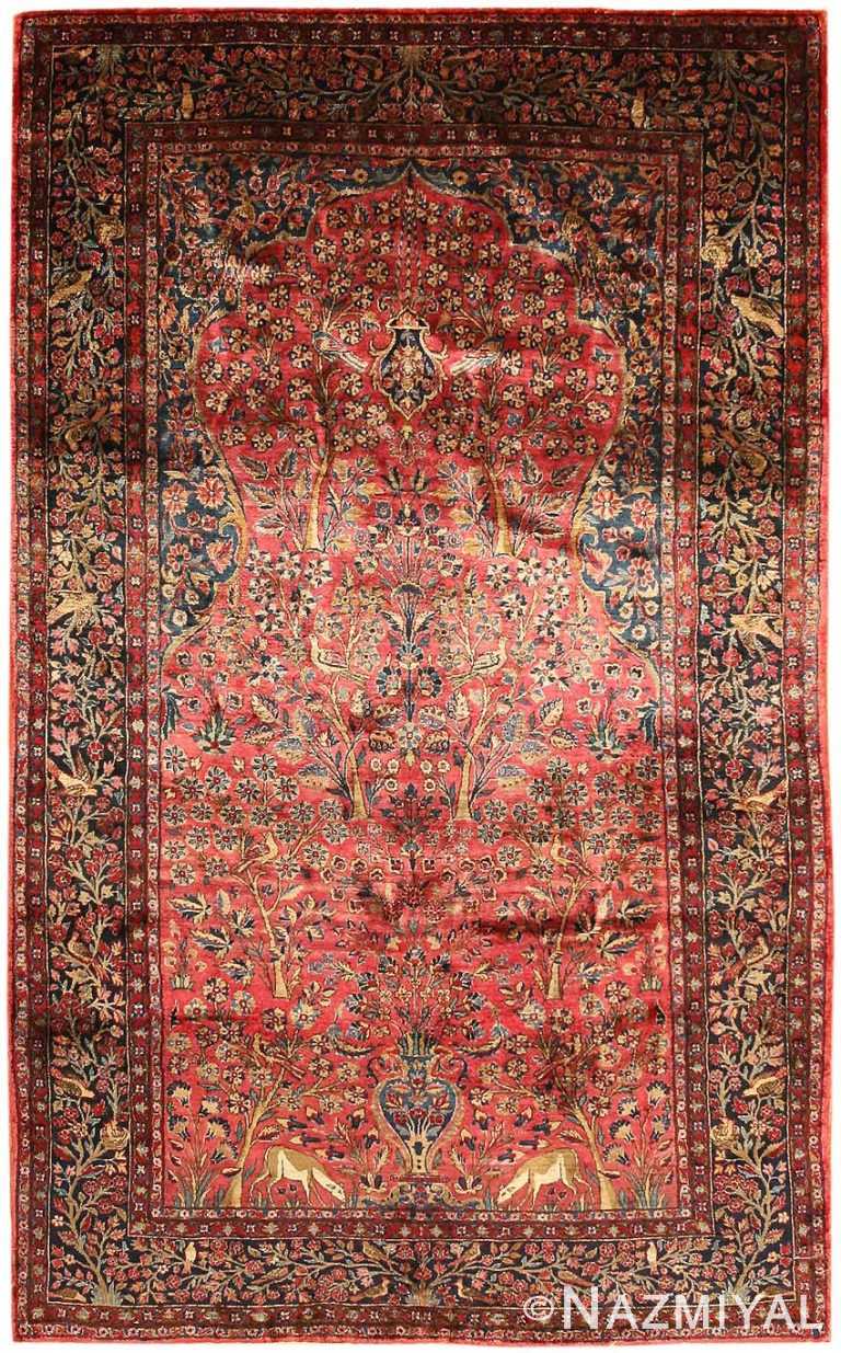 Antique Silk Kashan Persian Rug 43898 Nazmiyal Antique Rugs