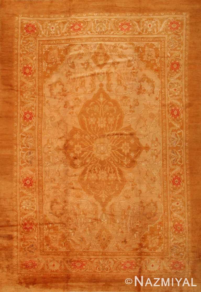 Large Decorative Antique Turkish Oushak Rug #1500 by Nazmiyal Antique Rugs