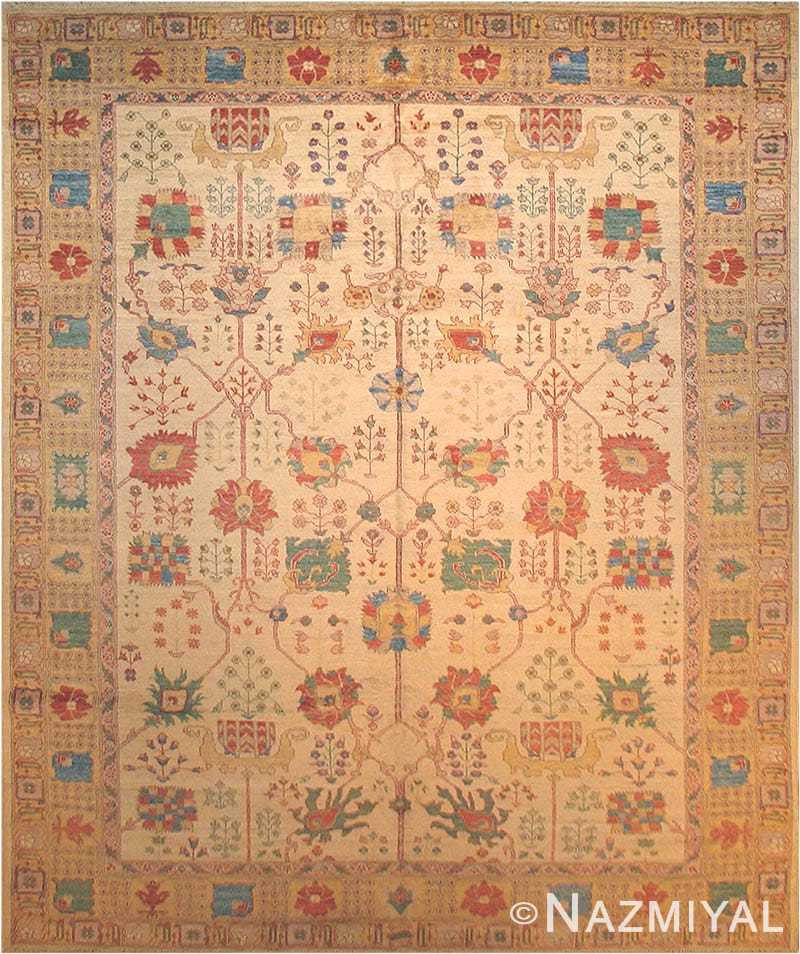 Ivory Persian Vase Design Contemporary Modern Tabriz Rug 11649 Nazmiyal ...