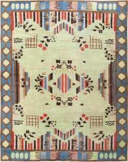 Navy Victorian Art Deco Textile Rug