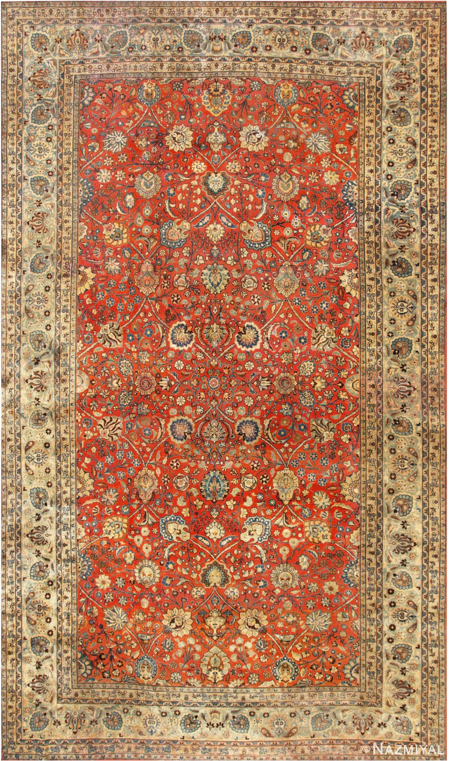 Large Rustic Antique Tabriz Carpet 44813 Nazmiyal Antique Rugs