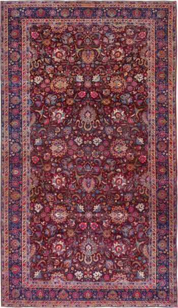 Oversized Antique Aubergine Persian Kerman Area Rug #44830 by Nazmiyal Antique Rugs