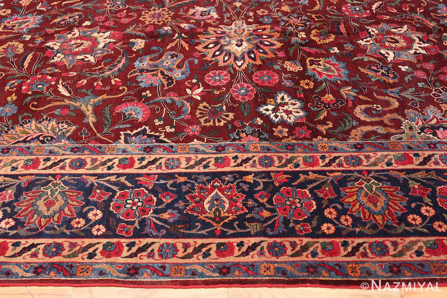 Border view Aubergine Antique Persian Kerman rug 44830 by Nazmiyal