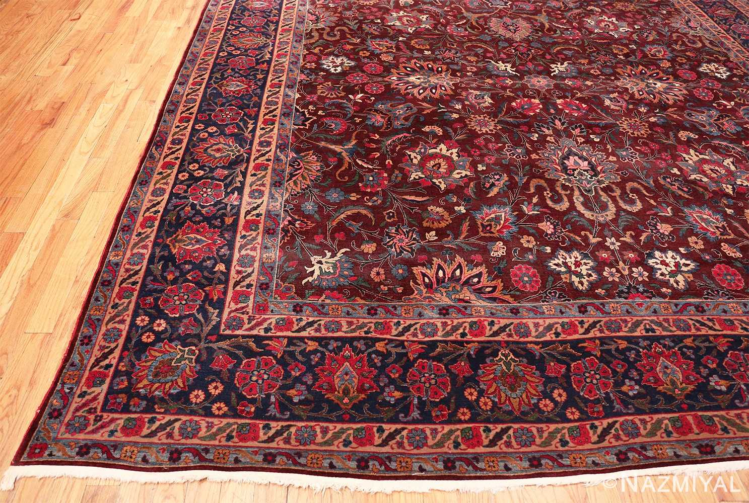 Corner Aubergine Antique Persian Kerman rug 44830 by Nazmiyal