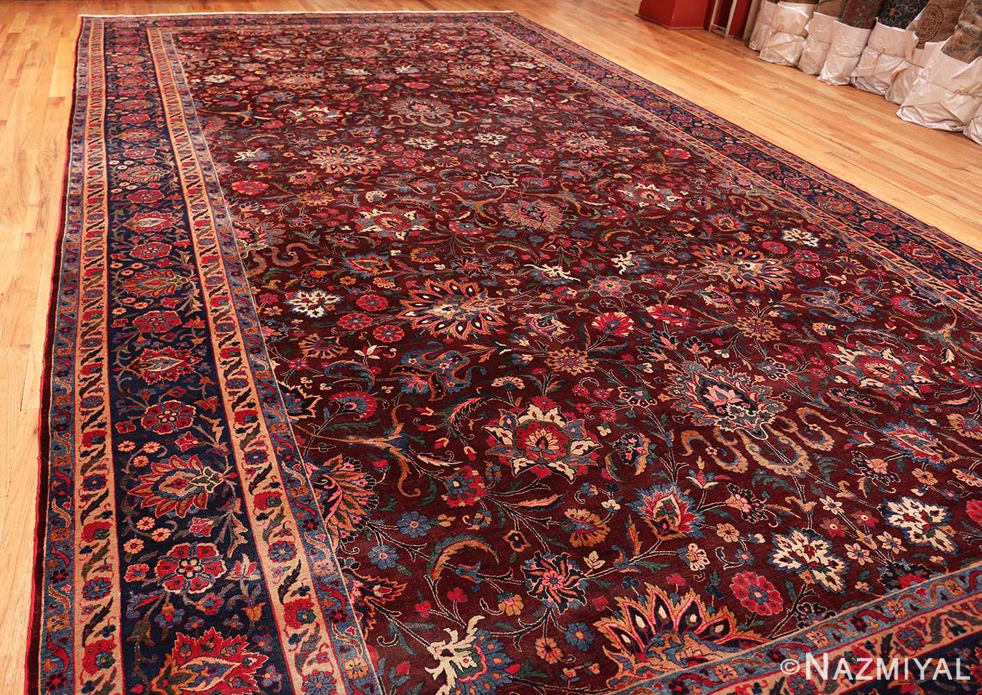 Full Aubergine Antique Persian Kerman rug 44830 by Nazmiyal
