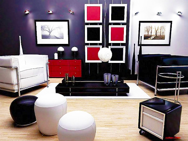 Red Black White Interior Design Color, Red Black And White Living Room Decorating Ideas
