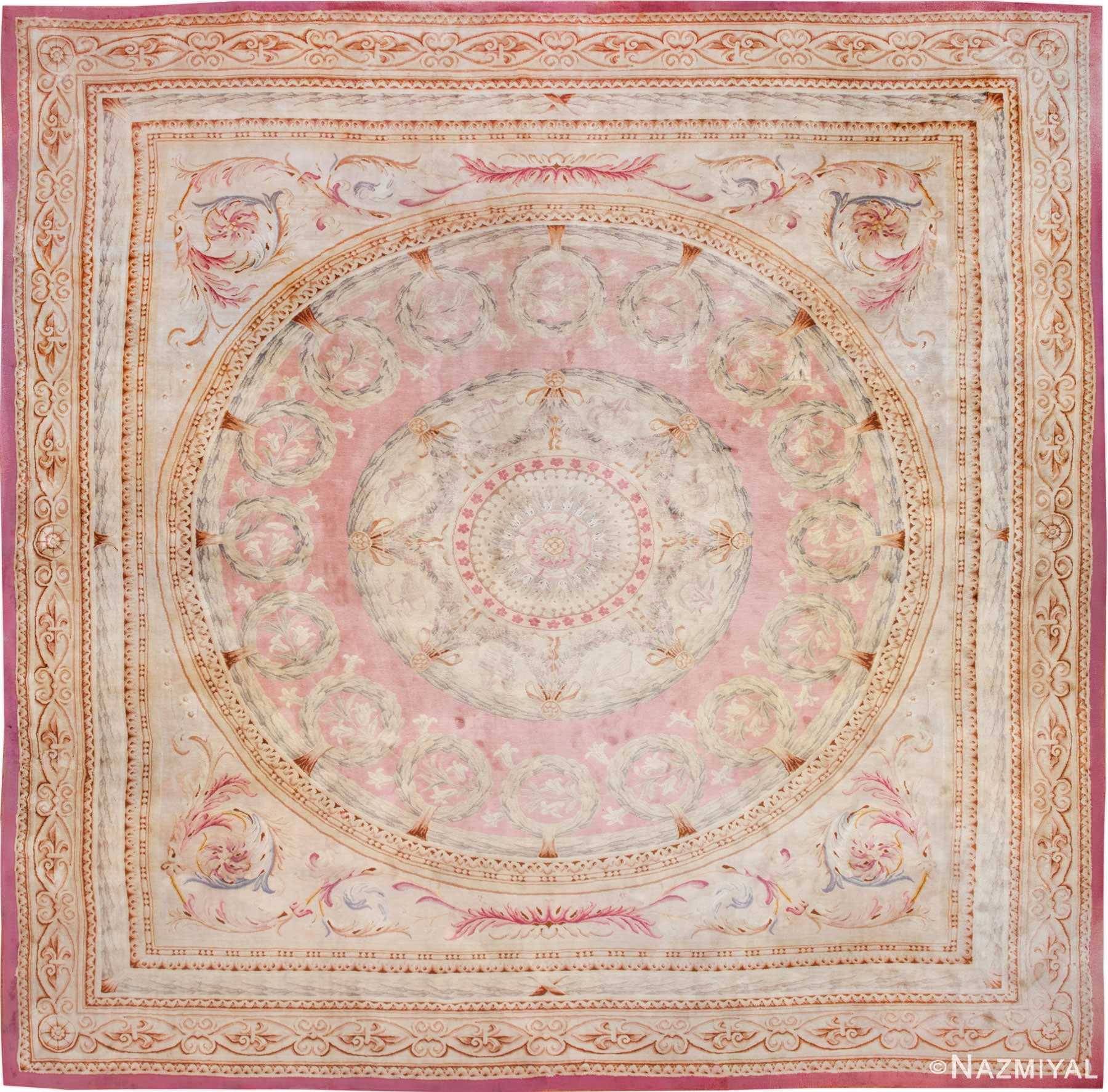 Large Square Antique French Savonnerie Rug 45464 Nazmiyal Antique Rugs