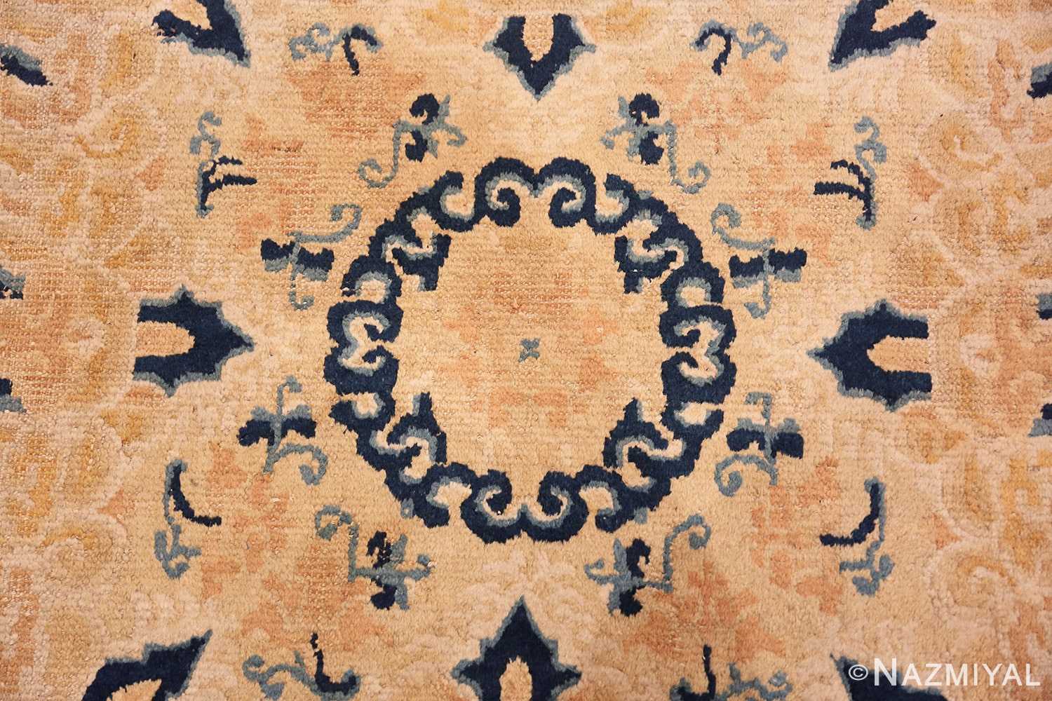 Close-up Small Scatter Square size gold Antique Chinese rug 682 by Nazmiyal