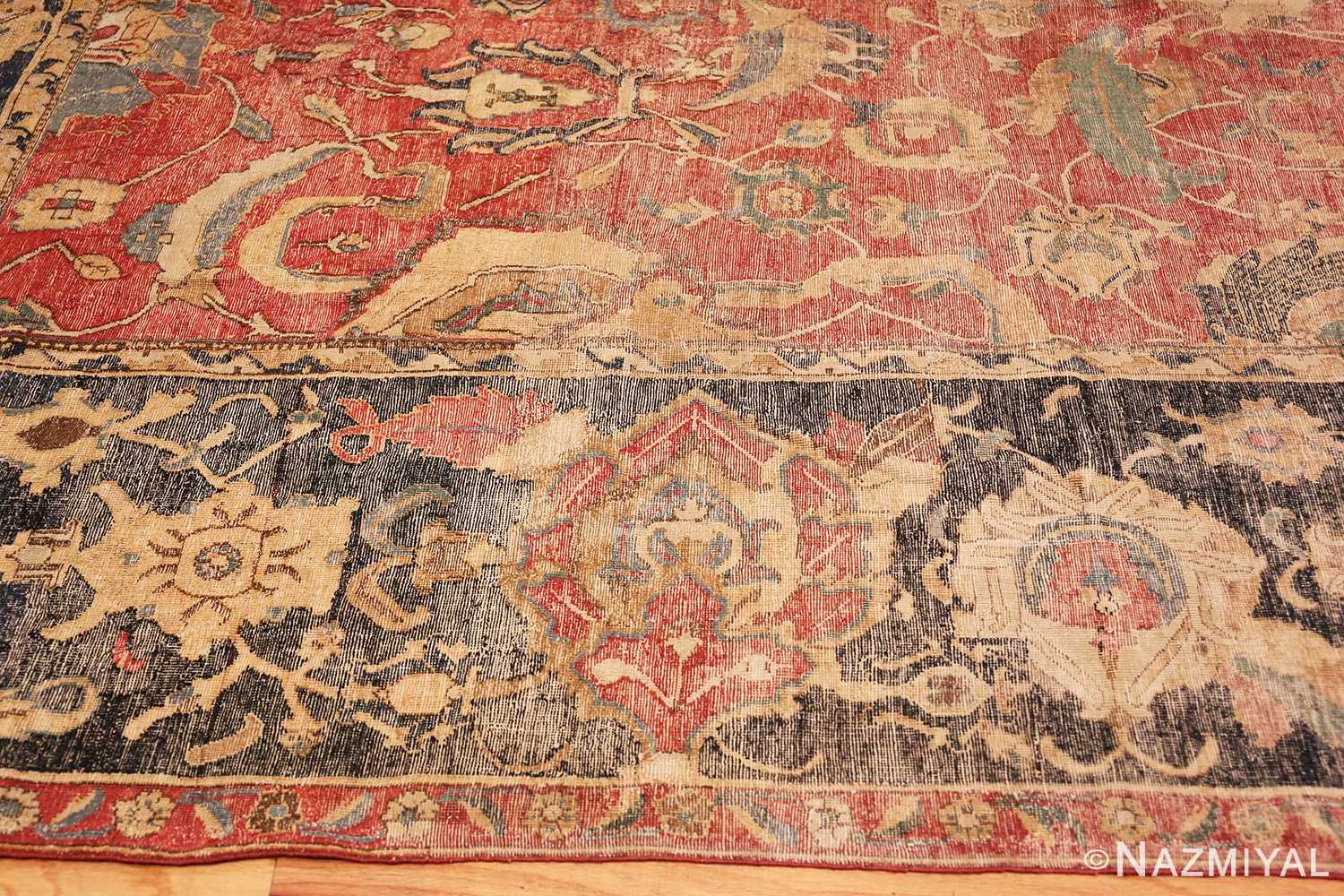 Border Oversized Antique 17th Century Persian Esfahan Oriental rug 44143 by Nazmiyal