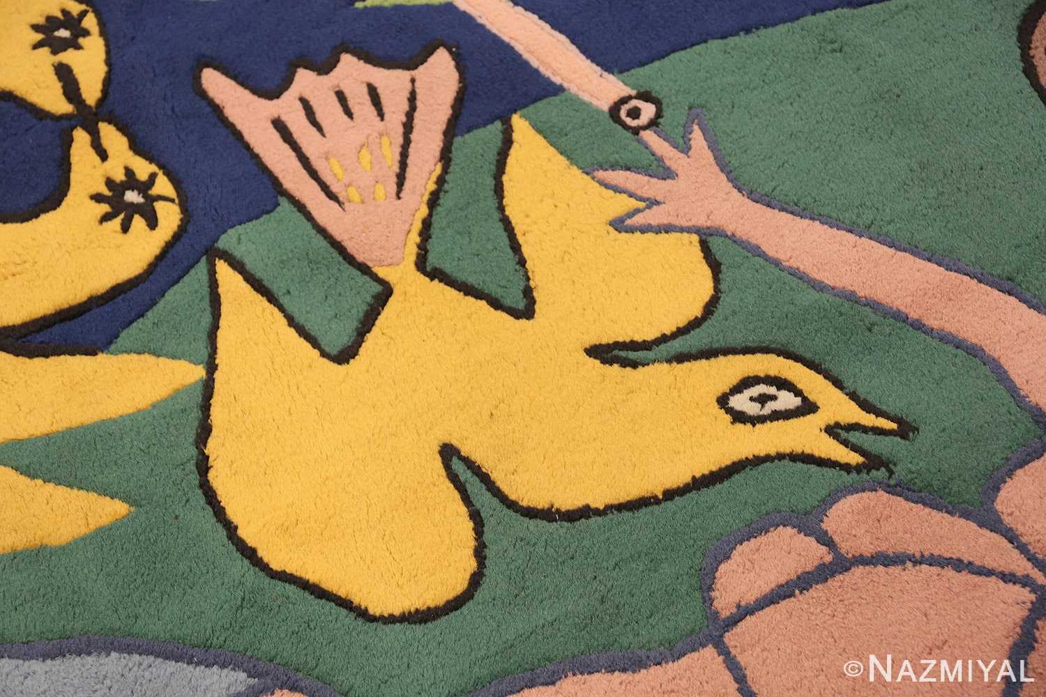 Bird detail vintage Swedish rug designed by Corneille 45797 Nazmiyal collection