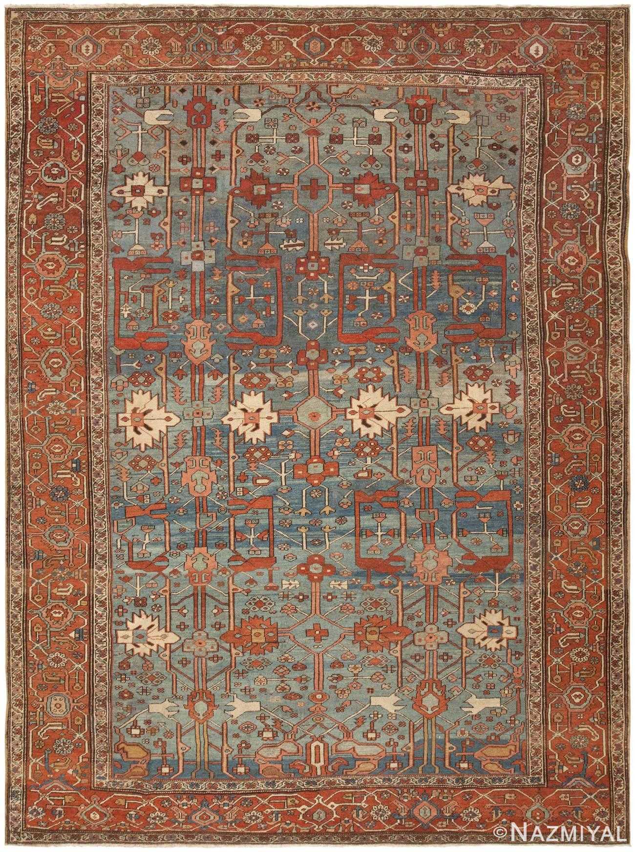 Light Blue Antique Persian Heriz Serapi Rug 44433 Nazmiyal